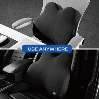 Skechers Memory Foam Lumbar Pillow,Lumbar Support Pillow for Office, Chair Lower Back Pain Relief Lumbar Pillow, Ergonomic Design Back Support Pillow for Office Chair, Car, Home, Travel,Black - Image 4