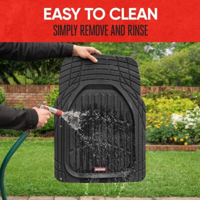 Motor Trend FlexTough Floor Mats for Cars, Black Deep Dish All-Weather Car Mats, Waterproof Trim-to Fit Automotive Floor Mats for Cars Trucks SUV, Universal Floor Liner Car Accessories - Image 7