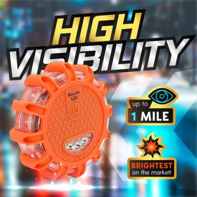 Marcala 3-Pack Emergency Lights for Vehicles | DOT Compliant Emergency Flares for Car with Batteries, Whistle & Case | LED Road Flares | Emergency Roadside Lights | Drive and Feel Safer on the Road! - Image 3