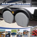 Explore Land Tire Covers 4 Pack - Tough Wheel Protector for Truck, SUV, Trailer, Camper, RV Universal Fits Tire Diameters 26-28.75 inches, Charcoal - Image 4