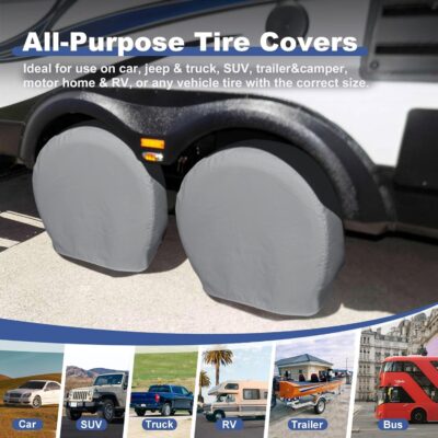 Explore Land Tire Covers 4 Pack - Tough Wheel Protector for Truck, SUV, Trailer, Camper, RV Universal Fits Tire Diameters 26-28.75 inches, Charcoal - Image 4