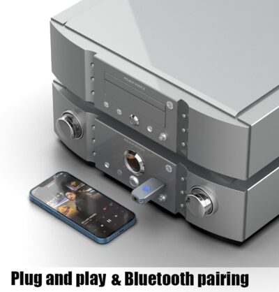 USB to Bluetooth Car Kit,Wireless Audio Adapter, Music Receiver for Home,Car Stereo Sound System,Portable Speskers,(Aux in) with 3.5mm Cable (H222 Grey)¡­ - Image 2