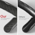 3 Piece Carbon Fiber Steering Wheel Cover,Car Steering Wheel Protector with Non-Slip Lining,Breathable Microfiber Universal for 14.5-15 inch,Gray - Image 2