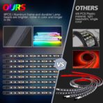 8PCS Car Underglow Light Bar Kit - Wireless App & Remote Control Dreamcolor Chasing Lights, Aluminum Exterior Underbody Multicolor Soundsync Neon Light Strip for Car Truck RV - Image 4