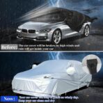 Hlogree 2PCS Car Cover Gust Straps Wind Protector,Bungee Cords Hook Clips Kit Hold Tarp Tie Down from Blowing Off in High Winds-Universal Fit for Most Cars,Sedans,SUVs,Trucks,Vans and More-Blue - Image 2