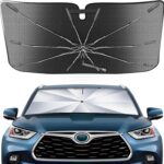 Portable Windshield Sunshade Umbrella for Toyota Highlander 2020-2025 with Carry Bag, 2 in1 Ice Crystal Durable Compact Shade Umbrella UPF50+ UV Front Window Heat Insulation Protection Outdoor Camping