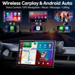 Wireless CarPlay Screen for Car - Portable Dash 9" HD IPS Screen with Strongest Suction Mount, Android Auto, GPS Navigation, Bluetooth Handsfree, Airplay, MirrorCast, Fit Most Cars - Image 2