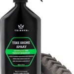 Trinova 33511 Tire Shine Spray No Wipe - Automotive Clear Coat Dressing for Wet & Slick Finish - Keeps Tires Black - with Rubber Protector - Prevents Fading & Yellowing - 18 OZ