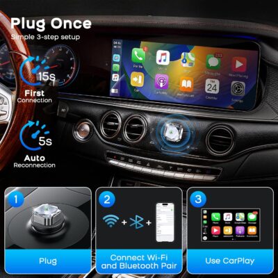 2026 Mini Wireless CarPlay Android Auto 2 in 1 Adapter - Converts Wired to Wireless Car Play Dongle, 5.8GHz Fast Bluetooth Receiver for 2016+ Vehicles, Plug & Play Auto Connect (USB-A/C) - Image 7