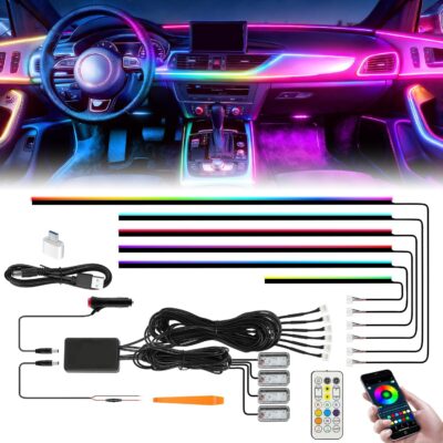 Interior Car LED Strip Lights with APP&Remote Control RGB 10 in 1 Ambient Lighting Kits Fiber Optic Strip LEDs,16 Million Colors,Music Sync Car Neon Lights for Cars,SUVs,Trucks - Image 8