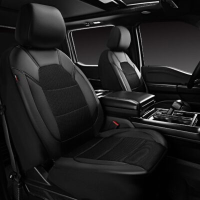 CAR PASS Leather and 3D Air Mesh Universal Fit Car Seat Covers, for Sedans,Trucks,Suvs,Airbag Compatible,Zipper Design and Reserved Opening Holes for Headrest(Full Set, Black and Black) - Image 9