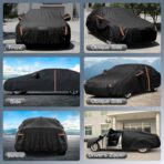 for Kia Soul Car Cover 2010-2025, All Weather Waterproof Car Cover for Toyota Prius Nissan Leaf with Zipper Door & Windproof Bands for Rain Snowproof UV Windproof Protection Scratch Resistant (Black) - Image 7
