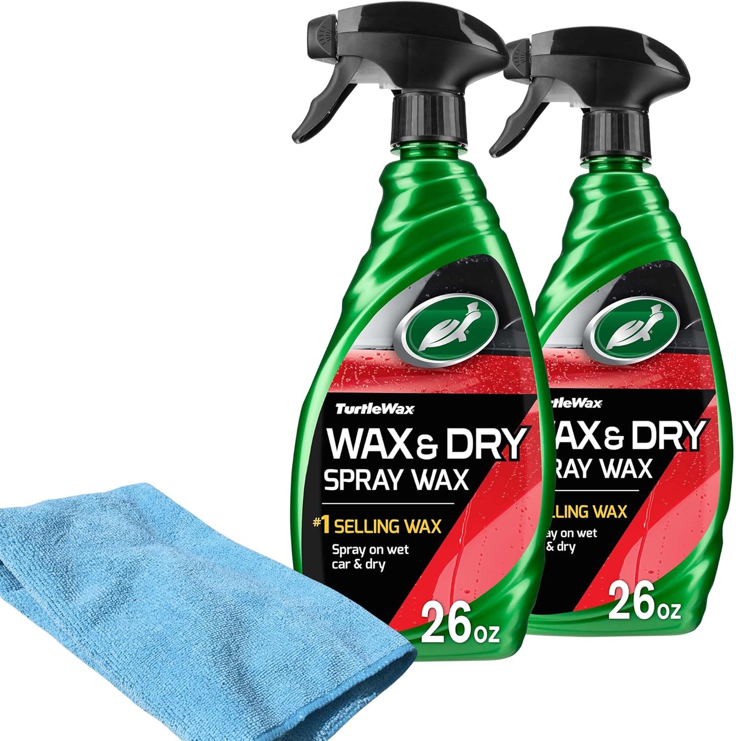 817L1k1whqL._AC_SL1500_.jpg Turtle Wax 50834 1-Step Wax and Dry, Quick and Easiest Step to High Shine, for Cars, Trucks, Motorcycles and RVs, 26 oz. Double Pack with Microfiber Towel - Image 1
