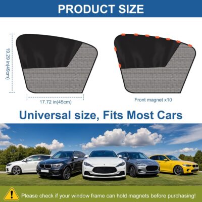 Car Window Shades, 2Pack Magnetic Front Car Window Cover, Half Blackout & Half See-Through Driver Side Window Sun Shade for Eating/Breastfeeding/Taking a Nap/Clothes Changing/Camping - Image 2