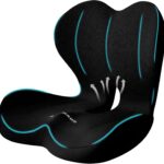 Lumbar Support Seat Cushion - Memory Foam Cushion for Office Chair, Car Seat, Airplane - Sciatica & Hip & Coccyx Pain Relief Desk Chair Cushion for Long Sitting Office Workers, Car Drivers