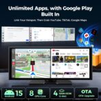 LAMTTO 11'' AI CarPlay Screen with Google-Play Download APPs & Gemini, Smooth 8-Core, Wireless Car Play Android Auto, Vivid 60FPS 1920x720 Display, 1080P Backup Camera/DVR for Road Trip Entertainment - Image 3