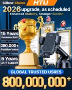 HTU 2026 Upgraded [True Military-Grade] Car Phone Holder【Safety Certs & No Smell】 Cell Phone Holder for Car Mount for Dashboard Windshield Air Vent Long Arm Thick Case,Black - Image 2