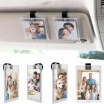 Yuoyar 4 Packs Magnetic Car Picture Holder for Visor - Car Photo Holder with Clips for Easy Display - Visor Clip Photo Frame for 3 Inch Photos