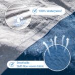 Season Guard HYVEK™ Car Cover for Sedan up to 228", Waterproof All-Weather Outdoor Cover with PE Outer & Cotton Lining, Breathable Blue Sides, Scratch-Resistant, UV Protection, White/Blue - Image 5