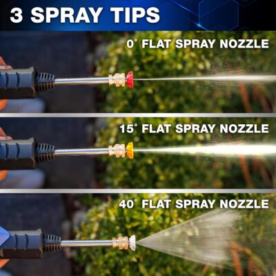 Ontel Turbo Jet HydroX5 Pro Portable Cordless Pressure Washer (21V 3000mAh Battery), 6-in-1 Nozzle, Dual Water Source, 16ft Detachable Hose - Image 4