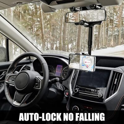 SXhyf Rear View Mirror Phone Holder, 2023 Rotatable and Retractable, Universal Mount, Cell Car Fit for iPhone 11 12 13 14 Pro Max Samsung All Phone - Image 7