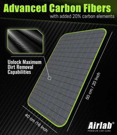 Airlab Carbon Microfiber Towels for Car Glass Window Polishing Cleaning Cloth Auto Detailing Lint Free Streak Free Drying Car Wash Large Towel, Pack of 2, 20" x 16", Grey-Green - Image 3