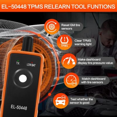 TPMS Relearn Tool for Car Tire Sensor, FIRSTOOL EL-50448 TPMS Reset Tool Tire Sensor Programmer, OEC-T5 TPMS Programming Tool Tire Pressure Sensor Reset Tool for GM Series Vehicles 2006-2026 - Image 2