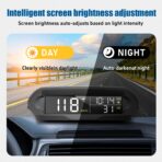 Wireless Heads Up Display for Cars Solar GPS Digital Speedometer with LCD Screen Overspeed Alarm KMH/MPH Time/Altitude/Temperature/Speed Display, Vibration Wake-Up, Auto-Brightness Adjustment - Image 7