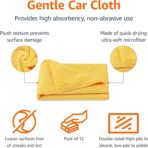 Amazon Basics Microfiber Car Drying Towels, Highly Absorbent, Lint Free, Scratch Free, Ultra-Soft, Car Detailing, Buffing and Polishing, 16" x 16", Yellow, 12-Pack - Image 2