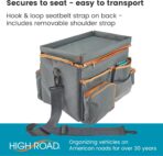 High Road CarHop Car Seat Organizer - Front Seat Organizer for Driver and Back Seat Organizer for Kids with Cup Holders, Study Tray Lid, Side Pockets and Cooler or File Compartment (Gray) - Image 9