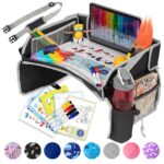 PILLANI Kids Travel Tray for Car - Car Seat Tray with Activity Sheets & Pens, Road Trip Essentials for Car & Airplane, Must Have Toddler Travel Lap Desk Accessories - Road Trip Activities for Kids