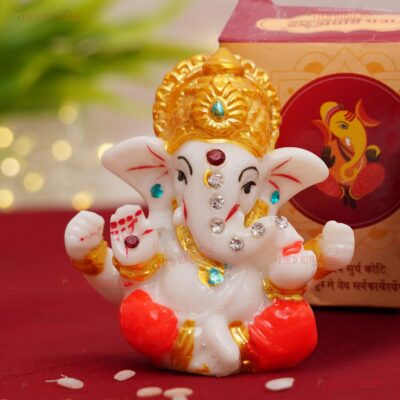 TIED RIBBONS Ganesh Idol 2.3 Inch, Resin | Ganesh Statue Sculpture for Car Dashboard, Home, Temple Decor | Indian God | Car Dashboard Accessories | Ganesha Decorations - Image 7