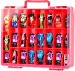 FULLCASE Toys Organizer Storage Compatible with Hot Wheels Car, Container for Matchbox Cars, Mini Toy, Small Dolls, Double Sided Carrying Box for Hotwheels - 48 Compartments (Case Only) Red