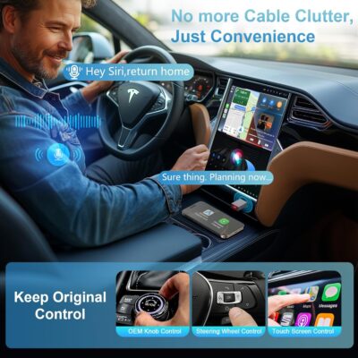2 in 1 Wireless CarPlay and Android Auto Adapter 2025 for iPhone, Easy to Upgrade Wired CarPlay to Wireless, Mini Car Play Dongle with USB A/C for Apple iOS 10+ & Android 11+, For Cars 2016+, No Delay - Image 5