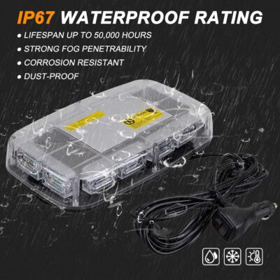 ASPL [Upgraded 5] 48LED Roof Top Strobe Lights, High Visibility Emergency Safety Warning LED Mini Strobe Light bar with Magnetic Base for 12-24V Snow Plow, Trucks, Construction Vehicles (Amber/White) - Image 6