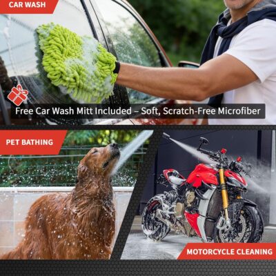 Pressure Washer Gun with Foam Cannon Kit, 1/4” Quick Connect, 5 Adjustable Nozzles & Dual Switch for Car Wash Foam Gun & Pressure Washer Gun - Image 4