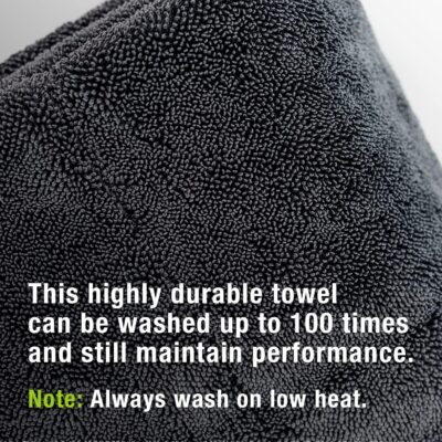 ExoForma Mega Car Drying Towel - Holds Up to 9 lbs, No Streaks, Scratches, or Water Spots | 1200 GSM Microfiber Double Twist Pile & Edgeless Design, 1 Quick & Effortless Dry - 24” x 36” - Image 4