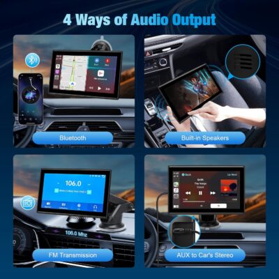7" Portable Wireless CarPlay Screen for Car – Apple CarPlay & Android Auto, HD Touch Screen Car Stereo, Bluetooth, GPS Navigation, Voice Control, Plug-and-Play with FM/AUX/Mirror Link (Black) - Image 5