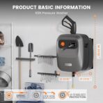 Giraffe Tools Grandfalls Retractable Pressure Washer G20, 2500 PSI 2.2 GPM, 180° Wall Mounted Power Washer, Auto-Retract with 65ft Pressure Hoses, 5 Nozzles for Floor/Cars/Fences/Patios, Dark Silver - Image 2
