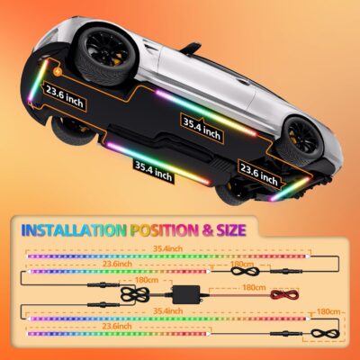 Underglow LED Lights for Cars 180 LEDs RGBI Neon Accent Strip Lights with 16 Million Colors DIY & Music Mode Underbody Exterior Lights Kit for RV SUV Truck Boat 12V - Image 5