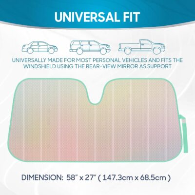 Iridescent Matte White Front Windshield Sunshade-Accordion Folding Auto Shade for Car Truck SUV-Blocks UV Rays Sun Visor Protector-Keeps Your Vehicle Cool- 58 x 27 in - Image 8