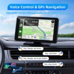 Wireless Carplay and Android Auto Screen for Car, 7" HD Portable Touch Screen Car Stereo with Bluetooth, Backup Camera, Navigation, Mirror Link for All Vehicles - Image 4