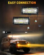 NAOEVO 7 Inch Light Bar, 240W 24,000LM Offroad Fog/Driving Lights LED Pods with 2 Leads Wiring Harness, Spot Flood Combo LED Work Lights for Truck Boat UTV ATV, 2-Pack (White/Amber/White&Amber) - Image 8