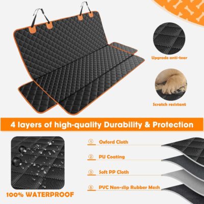 MIXJOY Dog Seat Cover for Back Seat Waterproof Dog Seat Covers for Cars, Car Seat Protector for Dogs, Nonslip Back Seat Cover for Trucks & SUV - Image 4