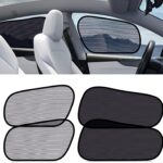 XCBYT Tesla Model Y Car window Shades for Baby | 4 PCS Cling Side Window Sun Shade for Sun Blocker, Heat Insulation | Semi-Transparent Car Privacy Window Covers | Transparent Front Driver Window Shade