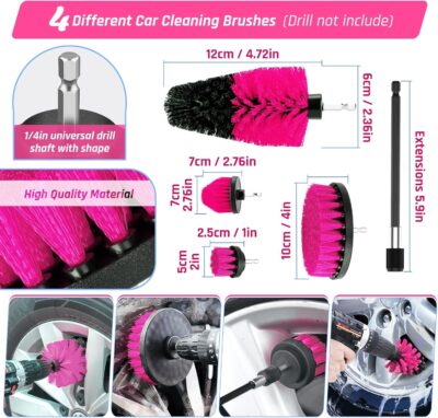 55PCS Pink Car Detailing Kit Interior Cleaner with High Power Handheld Vacuum, Car Wash kit with Detailing Brush Set,Car Interior Detailing Kit,Car Accessories for Cars,Gifts for Women - Image 4
