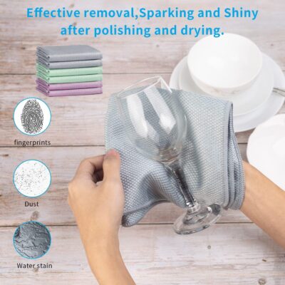 Fish Scale Streak Free Magic Glass Window Car Mirror Microfiber Cleaning Cloth Cleaner Cloths,Lint Free Stainless Steel Windshield Shower Cleaning Cloth,Miracle Polishing Towels Shiny Wipes,Pack 6,Mix - Image 3