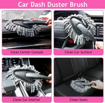 THINKWORK Pink Car Duster Interior Kit, Perfect Car Detailing Brush Kit for Cleaning Windows,Windshield,Dashboard and Air Vents Suitable for All Cars - Image 5