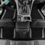 CAR PASS Leather Steering Wheel Cover and Waterproof Car Floor Mats,Microfiber Universal Car Combo Fit for 95% Sedan,SUV,Cars,14.5-15inch Sporty Anti-Slip Safety Comfortable Design(Black＆Reflective) - Image 5