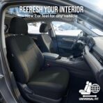 FH Group Car Seat Covers Front Set in Cloth - Car Seat Covers for Low Back Car Seats with Removable Headrest,Universal Fit,Automotive SeatCovers,Washable Car SeatCover for SUV,Sedan,Van Black - Image 2